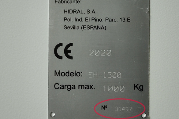 Número de fabricación de una plataforma Hidral