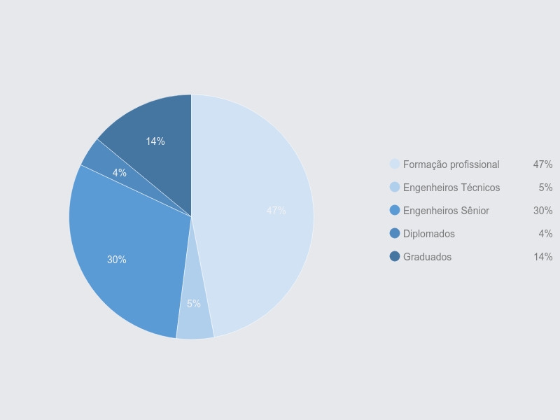 Percentagens de distribuição dos colaboradores da Hidral